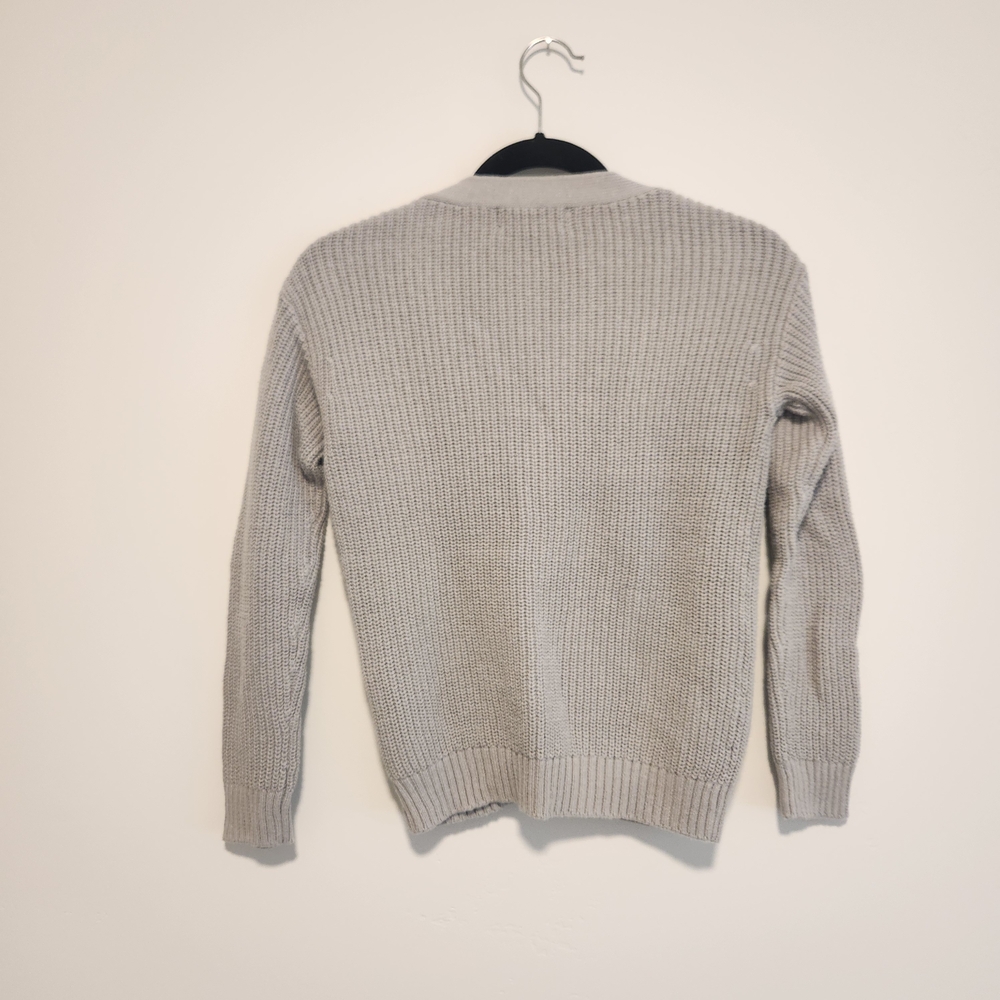 Nordstrom Womens Cotton Blend Grey Waffle Knit Cardigan Sweater Size Small - Picture 2 of 6